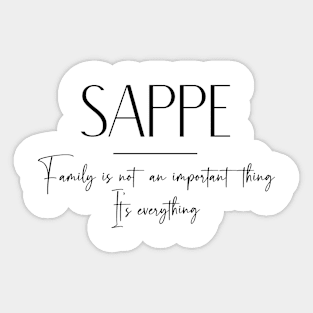 Sappe Family, Sappe Name, Sappe Middle Name Sticker